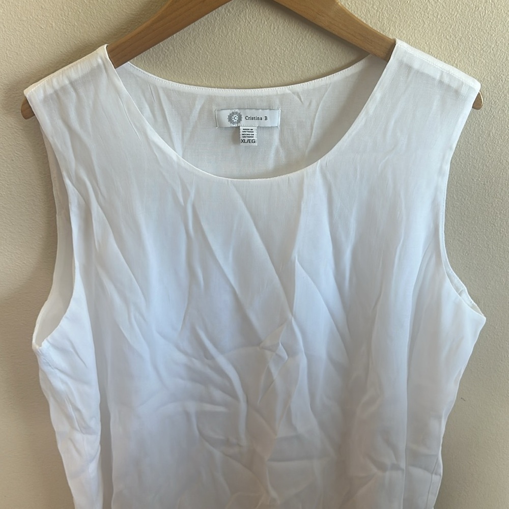 Cristina B Sleeveless Tunic Top Relaxed Fit Pull On White Womens Size XL - Picture 5 of 12